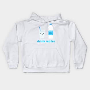 Drink water Kawaii bottle and glass Kids Hoodie